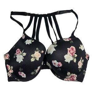 PINK Victorias Secret Bra 34DD Wear‎ Everywhere Bra Floral Strappy Back Push Up